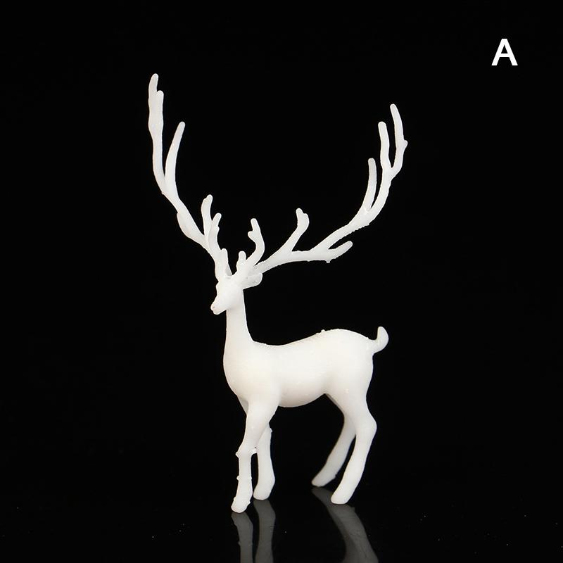 1Pc Mini Resin Deer Christmas Forest Elk White Dessert Table Decor Merry Christmas Decor For Home Kids Year Gift KTY