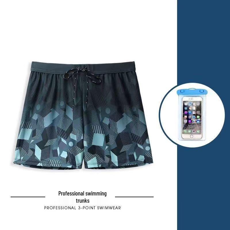 Men's Quick-Dry Swim Trunks Set: Swimwear with Loose Square Leg, Professional Swim Goggles & Cap Included