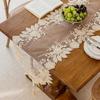 Lace Table Runner with Tassels, Anti-Wrinkle Vintage Table Runner, Decorative Runner with Beaded Flower & Leaf Embroidery for Dining Coffee Table