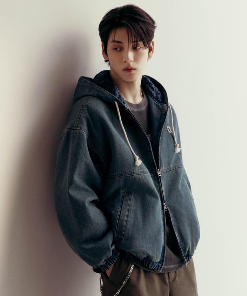 COVERNAT Ring Thread C Logo Denim Hooded Jacket Light Blue