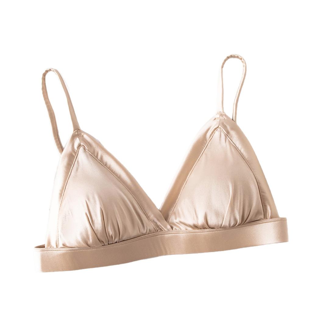 Triangle cup bra, skin-friendly and comfortable mulberry silk, no steel ring smooth surface