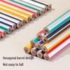 Deli Классические шестигранные карандаши в полоску с ластиком, 2B (10-Pack)