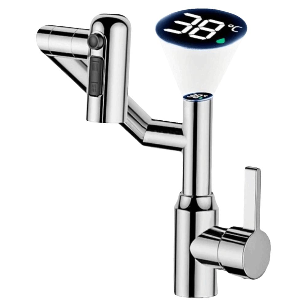 Stainless Steel Mechanical Arm Faucet Digital Display Faucet  Household Application