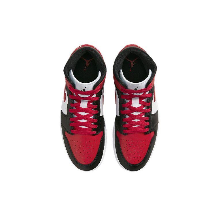 Женские кроссовки Air Jordan 1 Mid Alternate Bred Toe Black White Gym-Red BQ6472-079