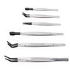 6Pcs Set Stainless Steel Tweezers Tool Rubber Wrapped Head Multifunctional False Eyelash Tweezers for Makeup Application and Stamp Collection