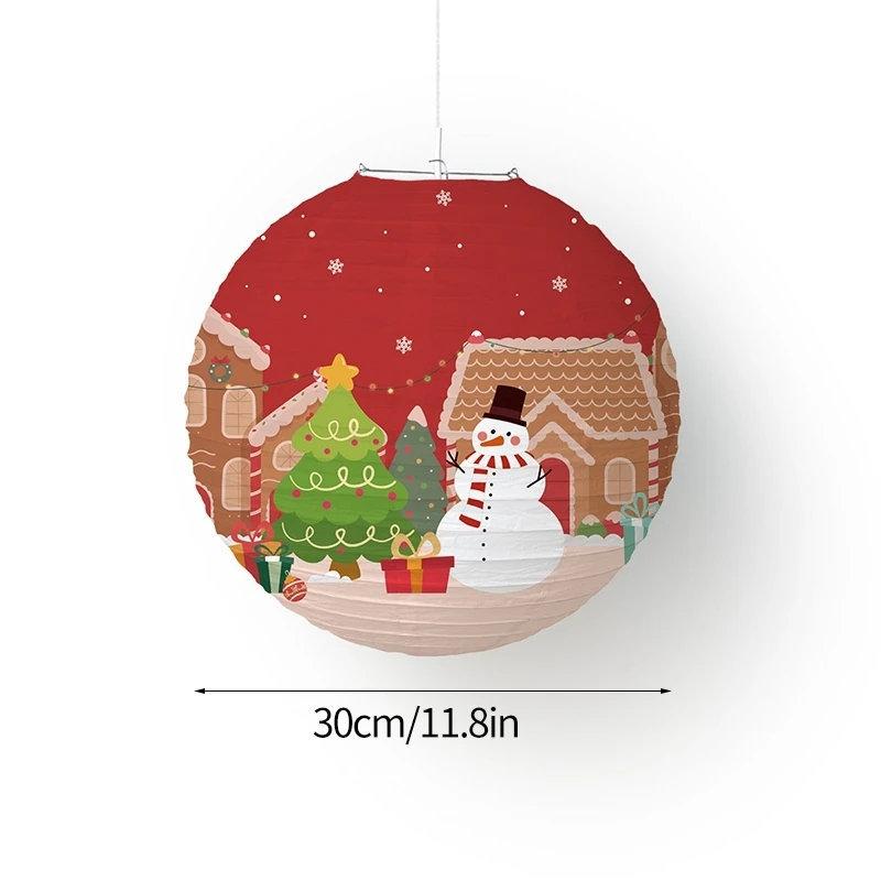 Hanging Lantern Chinese Paper Ball Lampion Christmas Festival Decoration Accessories Santa Xmas Gift Craft Decor Christmas Tree