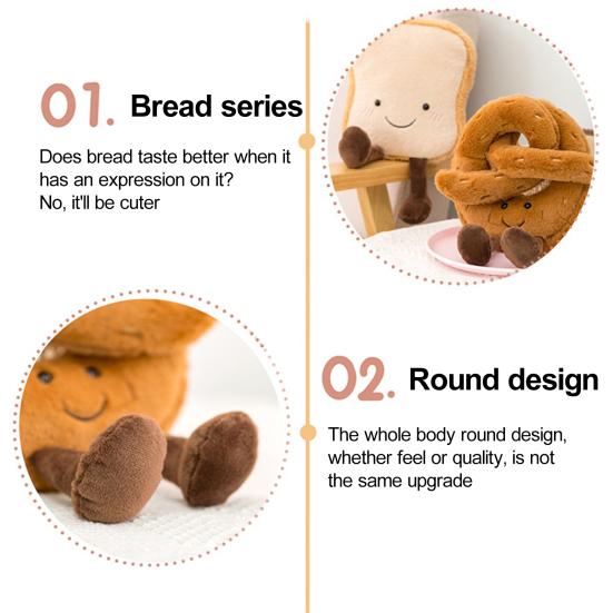 Подушка-багет с имитацией хлеба, круассана, мягкий тостовый хлеб, плюшевая мягкая игрушка, длинная подушка для поясницы и спины