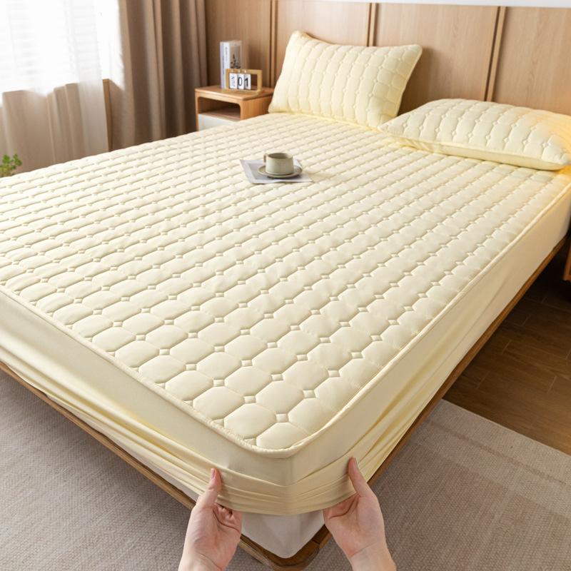 Сплошной цвет, приятный для кожи, стеганая простыня из стираного хлопка, нескользящее толстое пылезащитное покрывало, защитный чехол