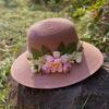 Flower straw hat women's new summer outdoor sunscreen sunshade bucket hat seaside vacation beach hat women