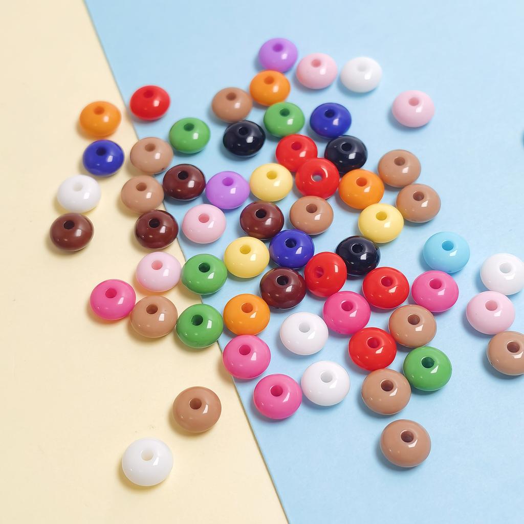 500g/lot Acrylic Charm Spacer Flat Round Beads DIY Necklace Bracelet Wheel Bead for Jewelry Making Accessories 8*4.5mm