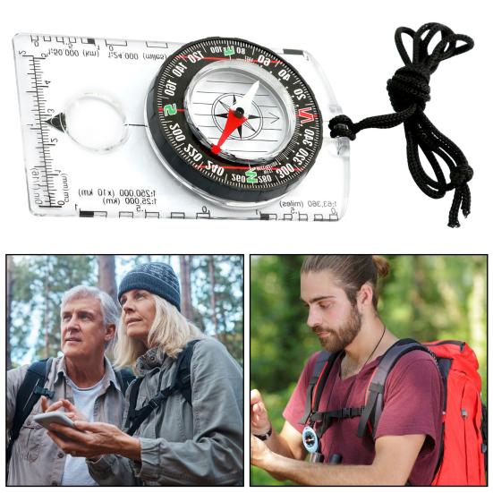 Многофункциональный компас для ориентирования со шнурком, высокая точность, компактный размер, портативное увеличительное стекло, профессиональный компас, снаряжение для кемпинга