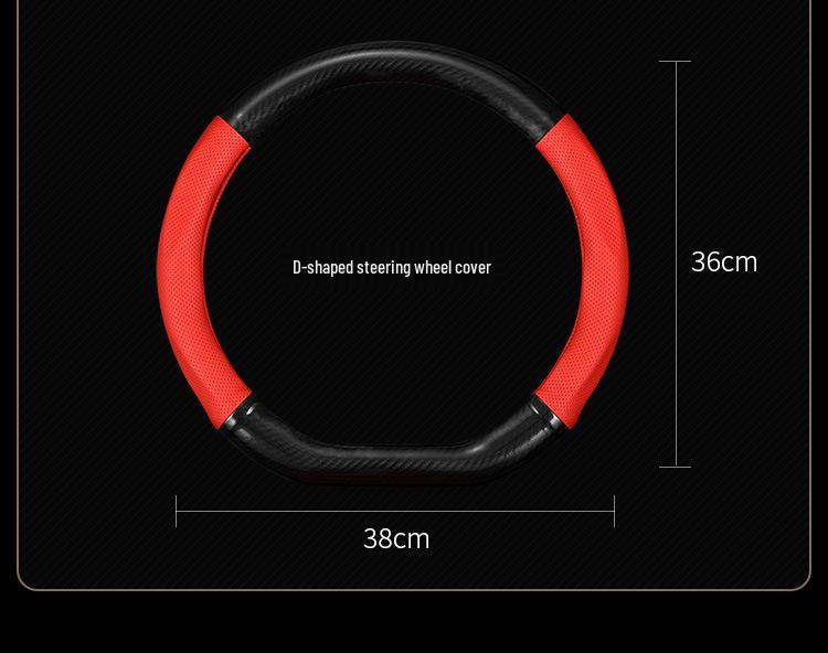 Genuine Leather Carbon Fiber Steering Wheel Cover for GAC Trumpchi Aion S / Aion Mei 580 - Non-slip Grip