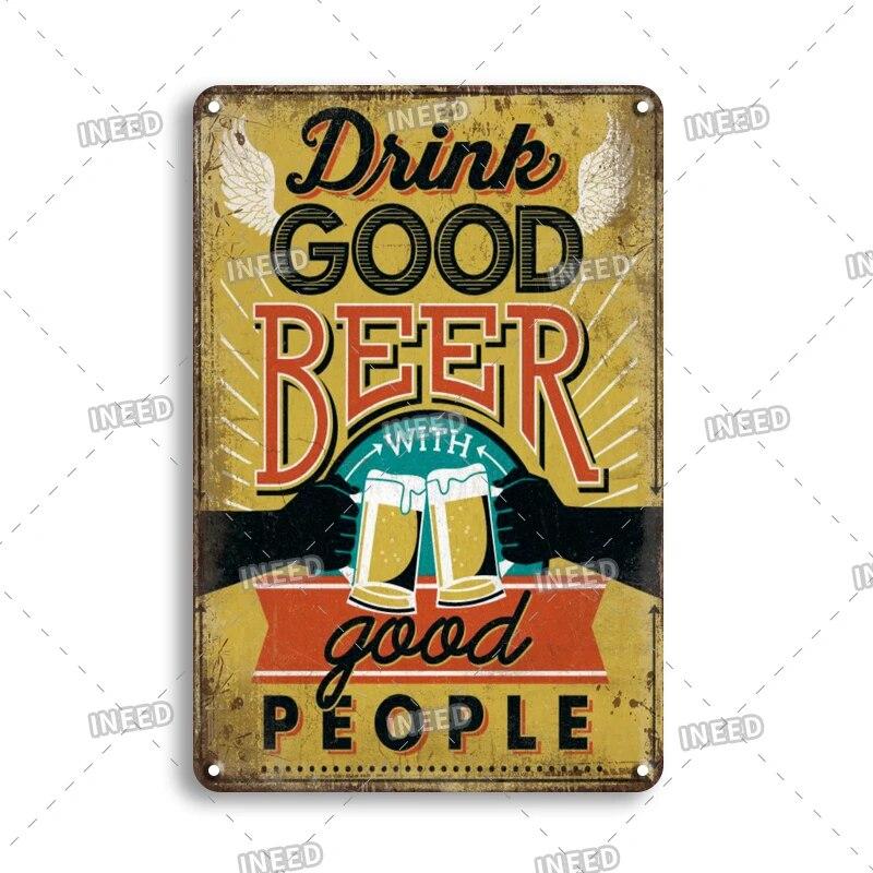 Tin Sign Beer Slod Here Vintage Metal Plaque Retro Metal Plate Funny Drink Vintage Iron Poster for Pub Club Man Cave Bar Decor