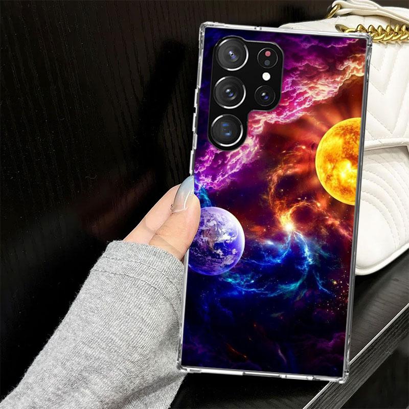 Чехол Earth Stars Space для Samsung Galaxy S25 S24 S23 S22 Ultra Мягкий чехол для телефона S25 Edge S21 Plus S20 FE S10 + Черный чехол