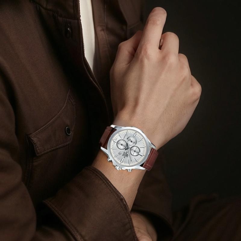 Casio EDIFICE трехстрелочный шестистрелочный сапфировое стекло классический кварцевый механизм кожаный ремешок японские и корейские часы мужские часы белые EFB-660L-7AVUPR