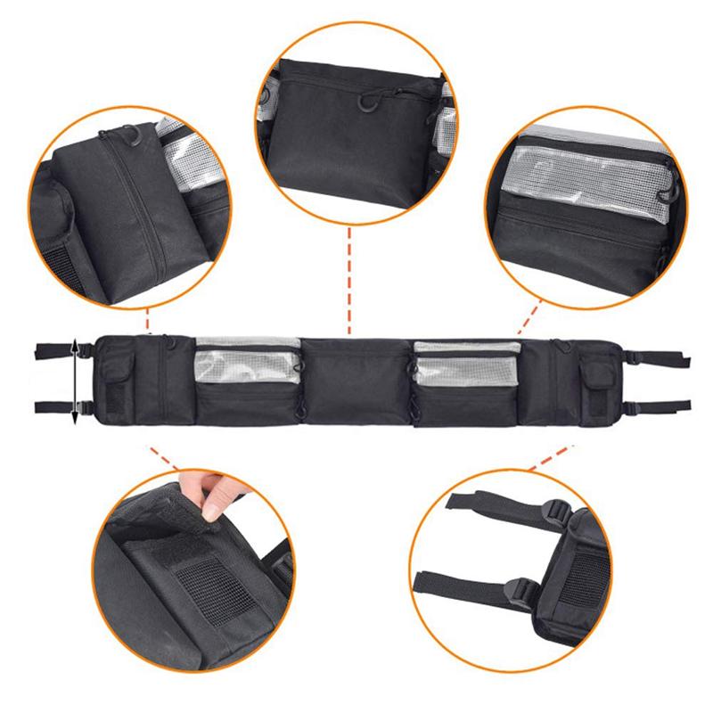 ABLZ-1 PCS UTV Roll Bar Cage Organizer Storage Bag Black Replacement For Polaris Ranger RZR 570 800 900 XP 1000 Kawasaki Teryx H