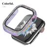 Блестящий чехол из стекла+крышка для Apple Watch Series10 46мм, 44мм, 45мм, 41мм, 40мм, 38мм, 42мм, женский бампер с бриллиантами+защитная пленка для экрана iwatch Series 7 9 8 5 6 SE