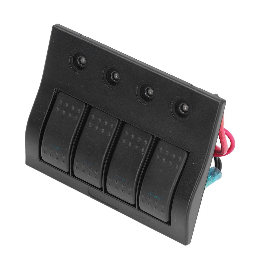 Панель переключателей Rocker 12V 24V 4 Gang LED Пластик IP68 Водонепроницаемый Защита от перегрузки 2x10A 2x15A для