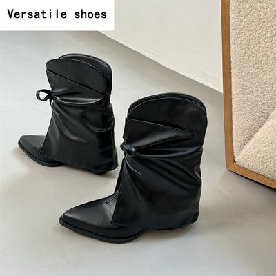 Винтажные женские ботильоны на толстом каблуке, модные туфли с острым носком, осенне-зимние лаконичные короткие ботильоны