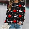 Модные новые женские топы с длинными рукавами, О-образным вырезом, 3D-печатные буквы и любовь, пуловер, зимние и осенние большие толстовки с капюшоном, свитшот