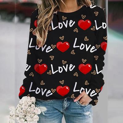 Модные новые женские топы с длинными рукавами, О-образным вырезом, 3D-печатные буквы и любовь, пуловер, зимние и осенние большие толстовки с капюшоном, свитшот