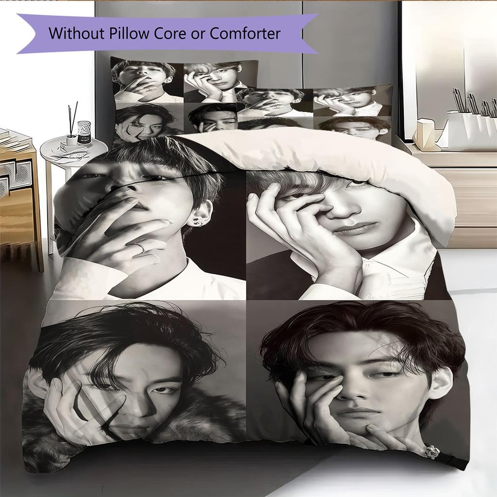 V Pattern Bedding Home Decoration Birthday Gift ( 1 duvet cover + 2 pillowcase, without core),fan merchandise.