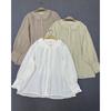 Autumn Round Neck Single Button Loose Long Sleeve Shirt Solid Color Pleated Casual Shirt For Women