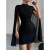 Европейская и американская осенняя мода темперамент новый воротник-стойка черный облегающий футляр Feifei платье с длинным рукавом юбка-карандаш короткое платье