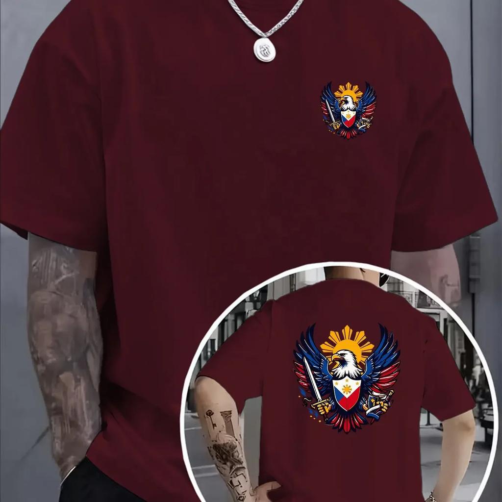 Unisexs 100 Cotton Philippine Eagle Tshirt With Philippine Flag Patriotic Design Traditional Philippine Casual Summer Top