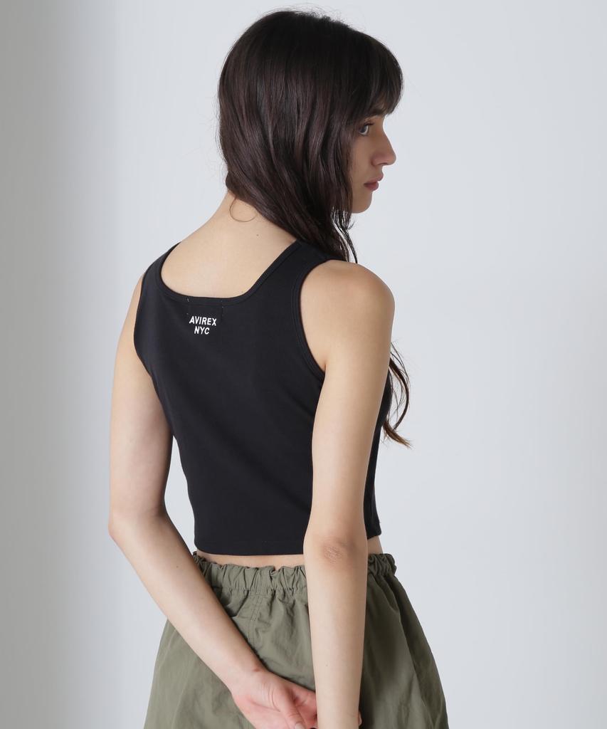 Avirex EMBROIDERY BRATOP Store Embroidered Bra Tank Size (Official Exclusive) Women's Top, Top, M, 010, Black, 783-4237601