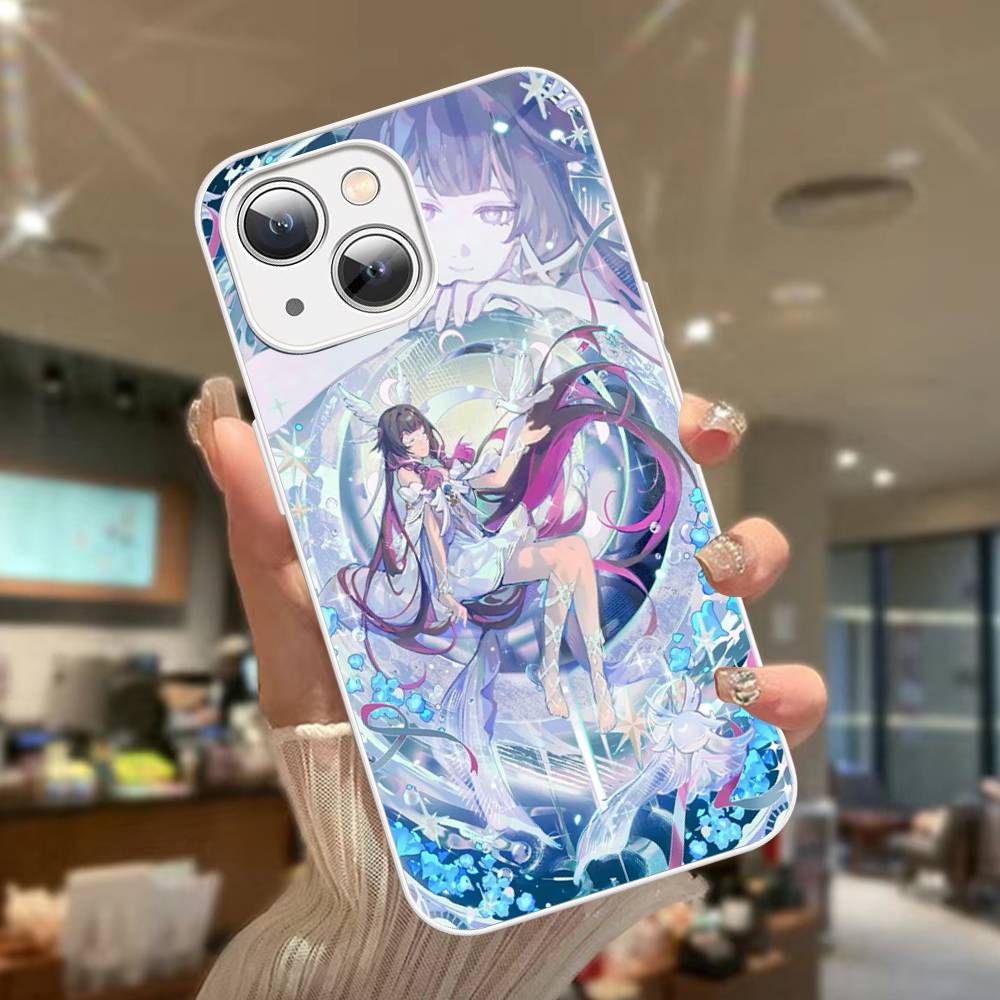 Genshin Impact Коломбина Закаленное Стекло Для iphone 14 13 12 11 Pro Mini XS MAX 14Plus X XS XR Чехол