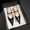 French Pointed Flat Heel 2025 New OL Commuter Shallow Mouth One Word with Fashion Single Shoes Rear Strap Women's Shoes