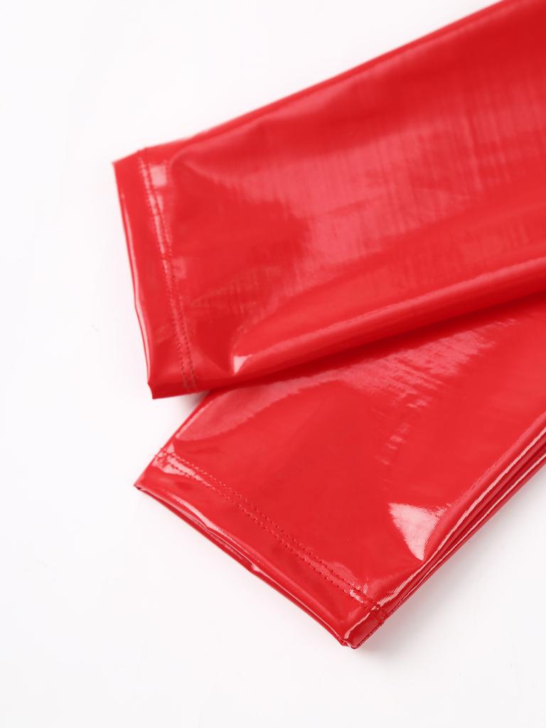 Женские кожаные леггинсы с мокрым внешним видом, эластичный пояс с вырезом, колготки, брюки, брюки с высокой талией