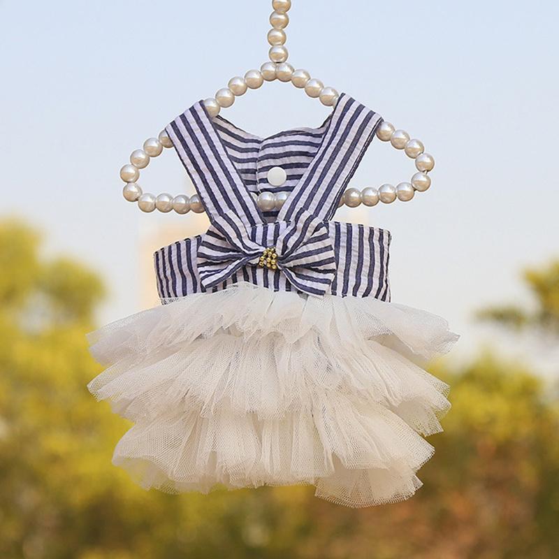 Летнее платье для собак, кружевная юбка для кошек, одежда для домашних животных, юбка в полоску для чихуахуа, одежда для щенков и кошек, одежда для милых щенков, товары для домашних животных