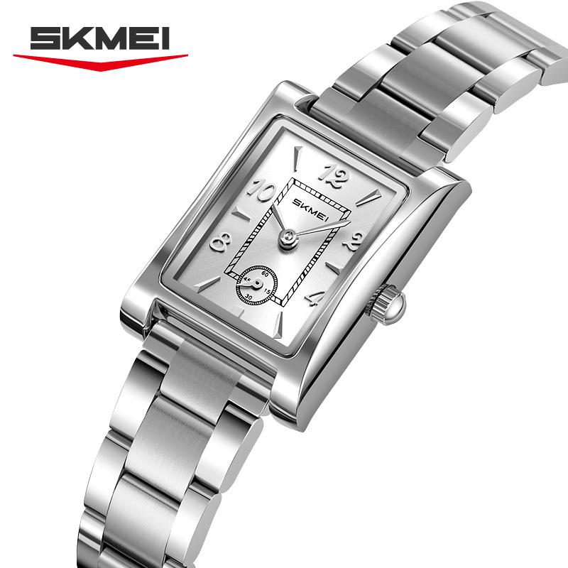 Skmei 2570 Элегантные Модные Женские Кварцевые Часы Костюмные Нержавеющая Сталь Ремешок Водонепроницаемые Прямоугольные В Наличии Повседневные Часы Набор