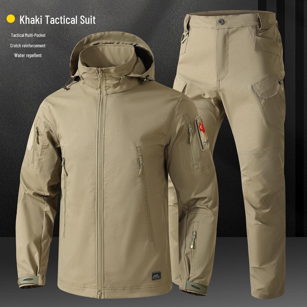 Men's Spring & Autumn Tactical Camouflage Suit: Outdoor, Water-Repellent, Wear-Resistant, Dirt-Resistant, Breathable, Multi-Pocket Workwear