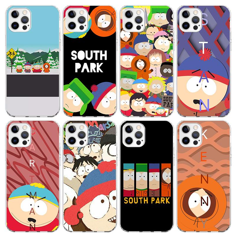 Мультяшный Чехол для Телефона S-South P-Parkes Для iPhone 17 Air 11 13 Mini 14 15 Plus 16 12 Pro Max 16E SE 7 8 С Рисунком Мягкий ТПУ Задняя Крышка