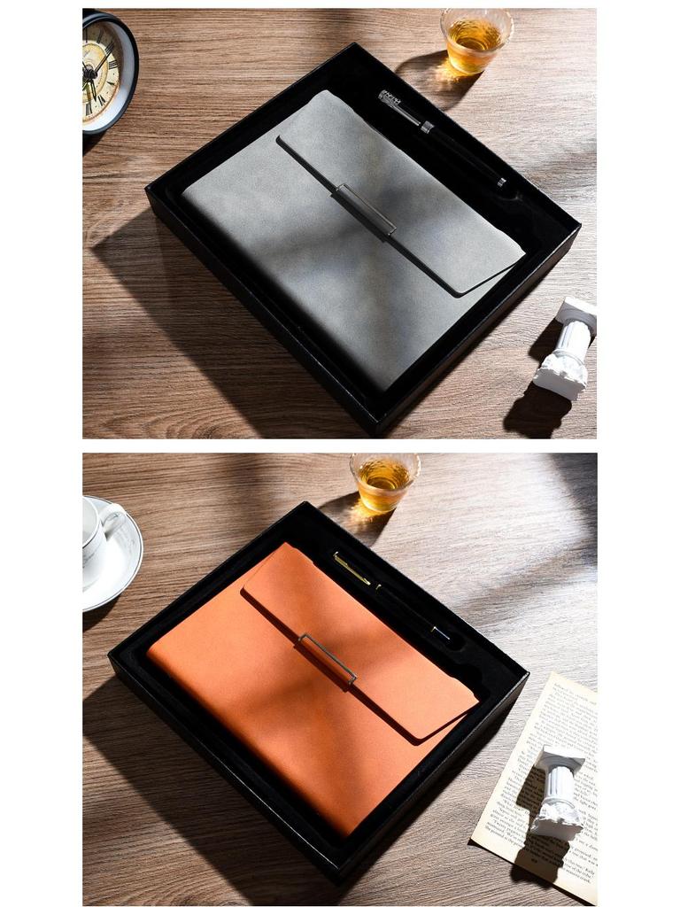 Блокнот формата А5 с тремя сложенными листами, с металлической пряжкой и подарочной коробкой с настраиваемым логотипом