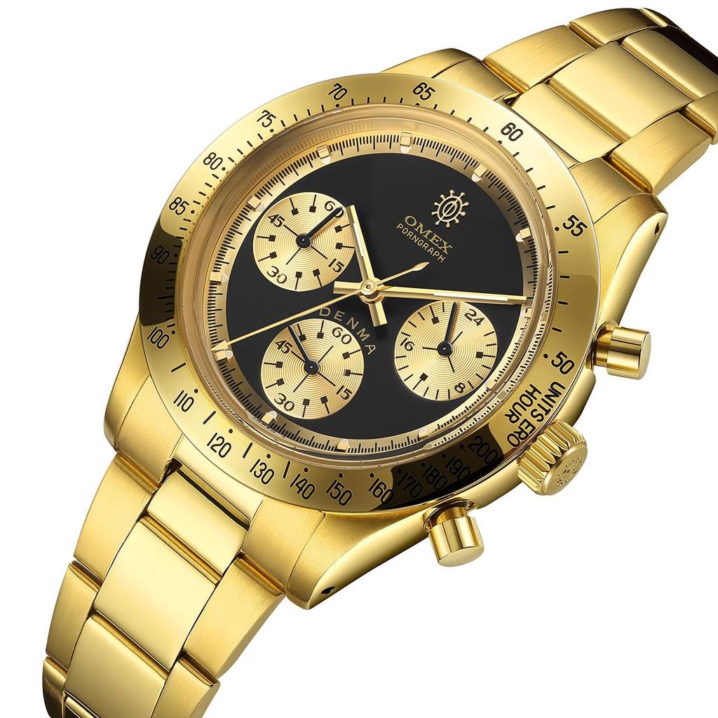 [OMECO] Часы мужские Omex DENMA винтажная модель водонепроницаемость до 3 АТМ Omeco часы Omeko Clock Homage часы Omex часы (Золото х Черный)
