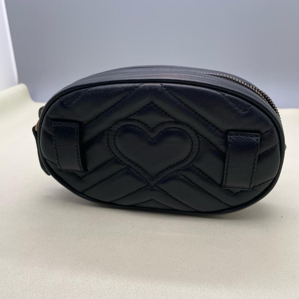 [Pre-Owned] Gucci Quilted Leather GG Marmont Matelassé Belt Bag 38/95 'Black' - Very Good #RBN239