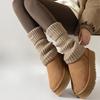 Metal Logo Retro Coffee Brown Set for Women's Autumn and Winter Fashionable and Versatile Knitted Pile Sock Calf Set