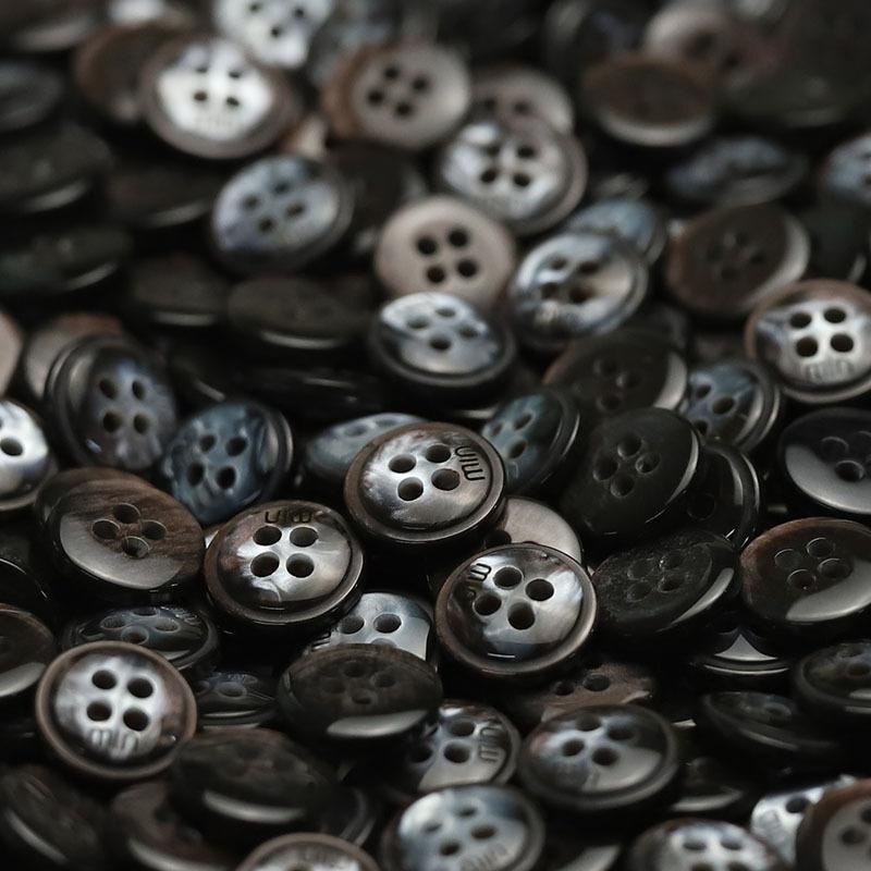 Four-Eye Min Resin Buttons Imitation Shell Knitted Cardigan Shirt Sleeve Collar Buttons Black Beige Clothing Accessories