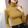 High Collar Undercoat Women's Autumn and Winter Solid Long Sleeve Cotton T-shirt with Skinny Top Underneath Women