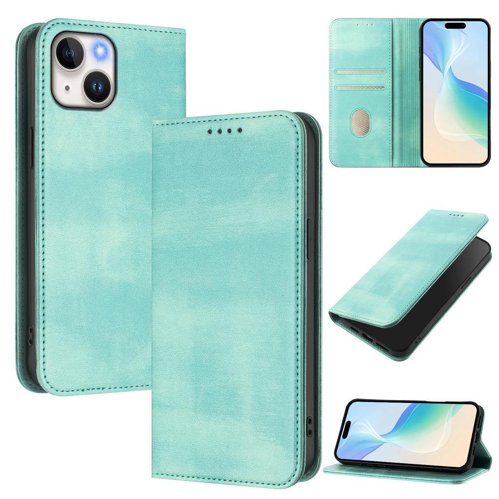 For iPhone 15 Wallet Cases Retro Texture RFID Blocking Leather Phone Cover
