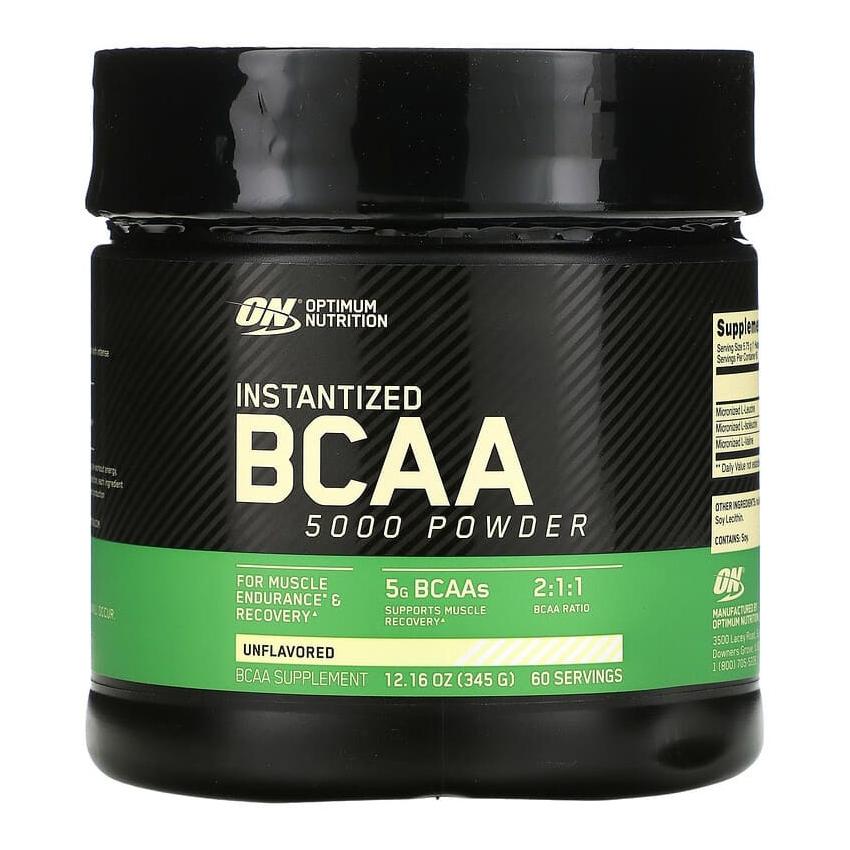 BCAA 5000: Tasteless Amino Acid Complex (345 G), Instantized BCAA 5000 Powder Unflavored, Optimum Nutrition