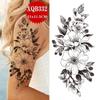 NEW 1PCS Tattoo Temporary Black Sunflower Peony Flower Tattoo Sticker Female Temporary Tattoo Water Transfer Print Waterproof Fake Tattoo Woman
