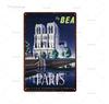 Paris Roma City Metal Sign Vintage Metal Plaque Travel Plates Decor For Bar Home Wall Decor Tin Sign Landscape Poster
