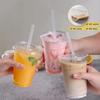 100-Pack 360ml Disposable PET Plastic Cold Drink Cups with Clear Leak-Proof Lids Straws Included for Bubble Tea Iced Coffee Fruit Tea Lemonade Commer