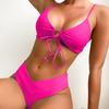 2023 New Bikini Solid Color Lace-up Sexy Bikini Split Swimsuit Woman Swimsuit