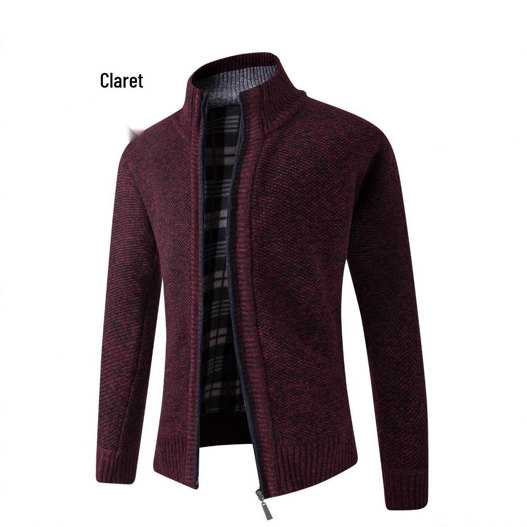 Мужской европейский кардиган с длинными рукавами из толстой вязки - повседневный спортивный стиль для улицы
